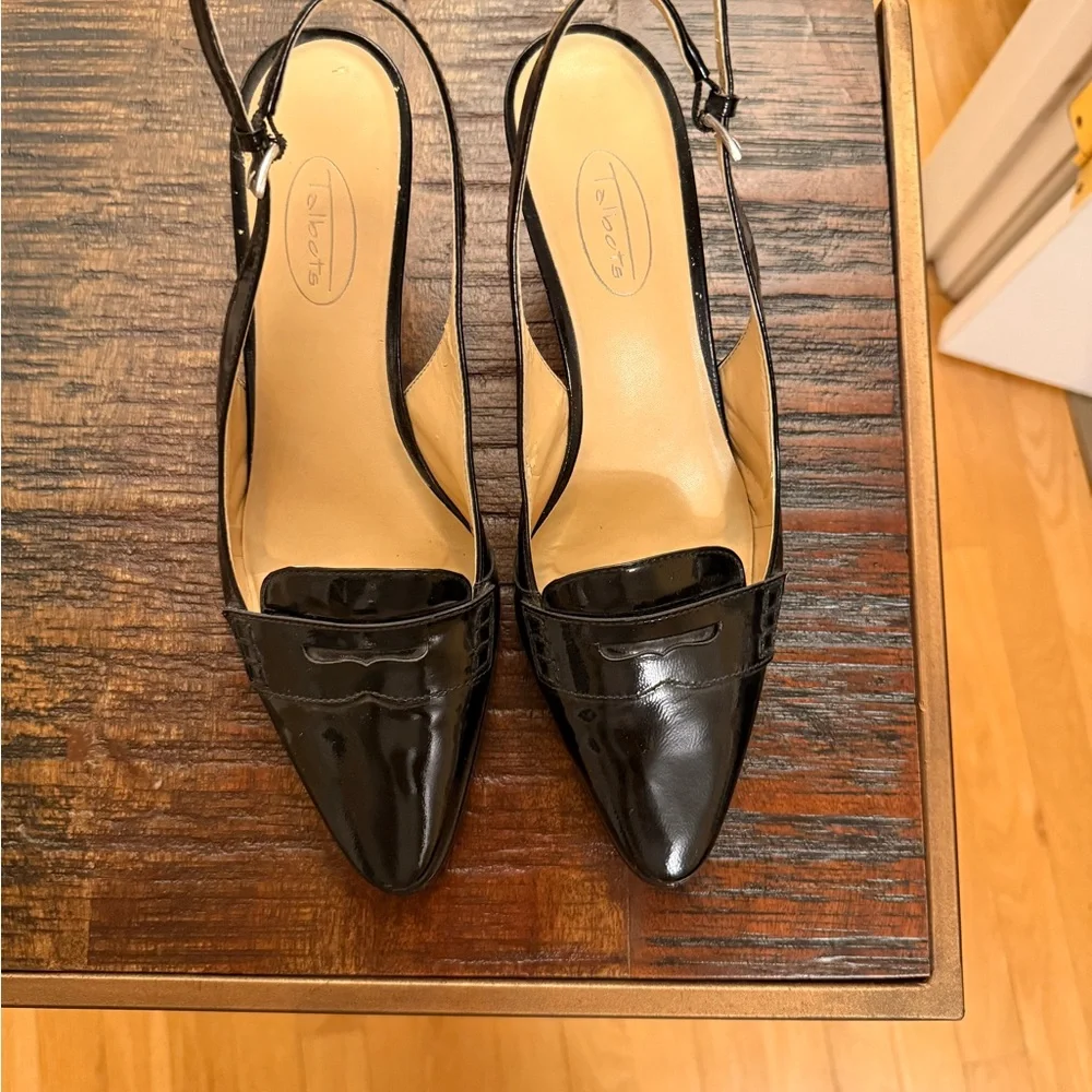 Talbots Black Patent Leather Slingback Heels - Picture 2 of 3